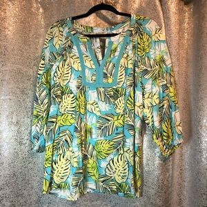 Crown and Ivy Bali Palm Leaves Blouse BNWT